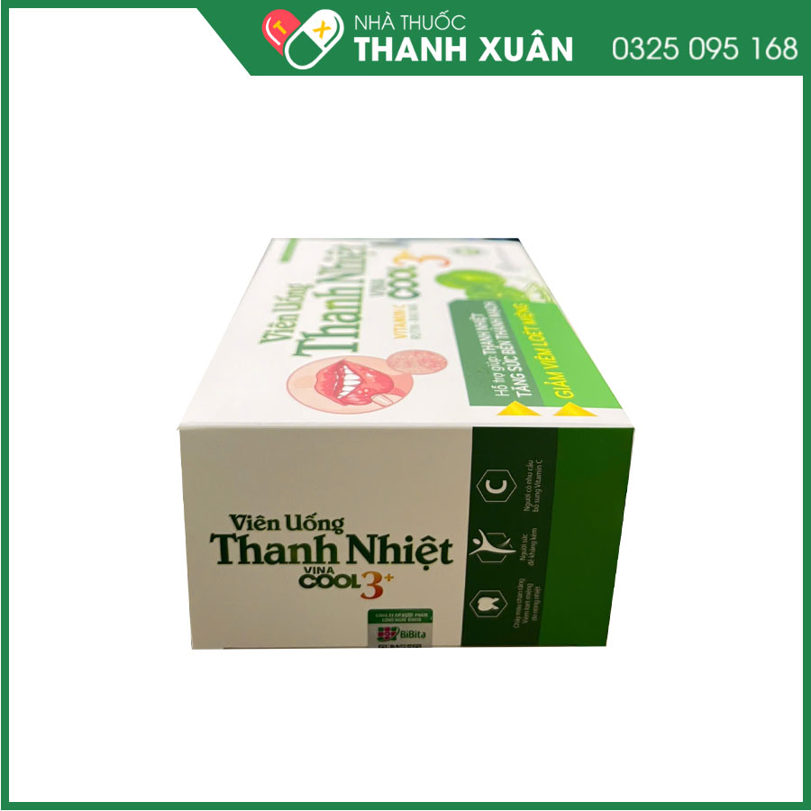 Viên uống Thanh Nhiệt Vina Cool 3+ giúp hỗ trợ thanh nhiệt, tăng cường đề kháng, bền thành mạch